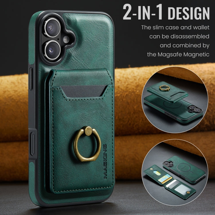For iPhone 16 Plus DG.MING K1 MagSafe Detachable Wallet RFID Back Cover Phone Case(Green) - free shipping - PMC Jewellery - Order now!