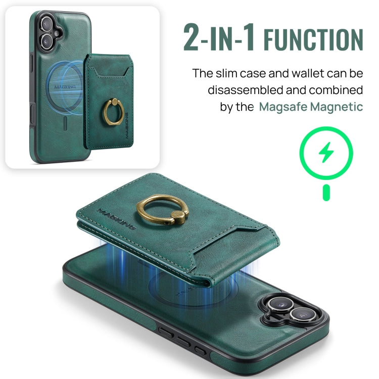 For iPhone 16 Plus DG.MING K1 MagSafe Detachable Wallet RFID Back Cover Phone Case(Green) - free shipping - PMC Jewellery - Order now!