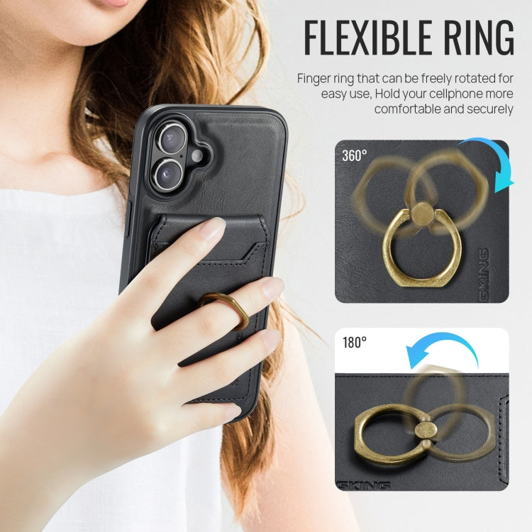 For iPhone 16 DG.MING K1 MagSafe Detachable Wallet RFID Back Cover Phone Case(Black) - free shipping - PMC Jewellery - Order now!
