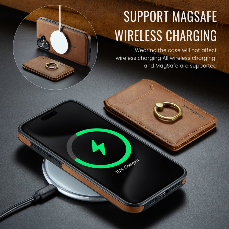 For iPhone 16 DG.MING K1 MagSafe Detachable Wallet RFID Back Cover Phone Case(Brown) - free shipping - PMC Jewellery - Order now!