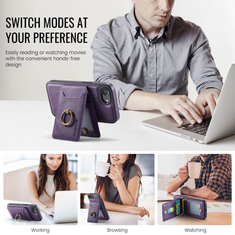 For iPhone 16e DG.MING K1 MagSafe Detachable Wallet RFID Back Cover Phone Case(Purple) - free shipping - PMc TechLife - Order now!