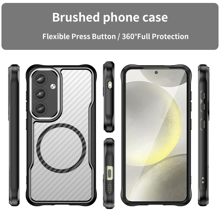 For Samsung Galaxy S25 5G Carbon Fiber Texture MagSafe Translucent Phone Case(Black) - free shipping - PMC Jewellery - Order now!