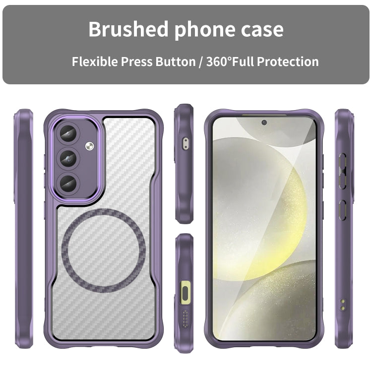 For Samsung Galaxy S25 5G Carbon Fiber Texture MagSafe Translucent Phone Case(Purple) - Galaxy S25 5G Cases by PMC Jewellery | Online Shopping South Africa | PMC Jewellery | Buy Now Pay Later Mobicred