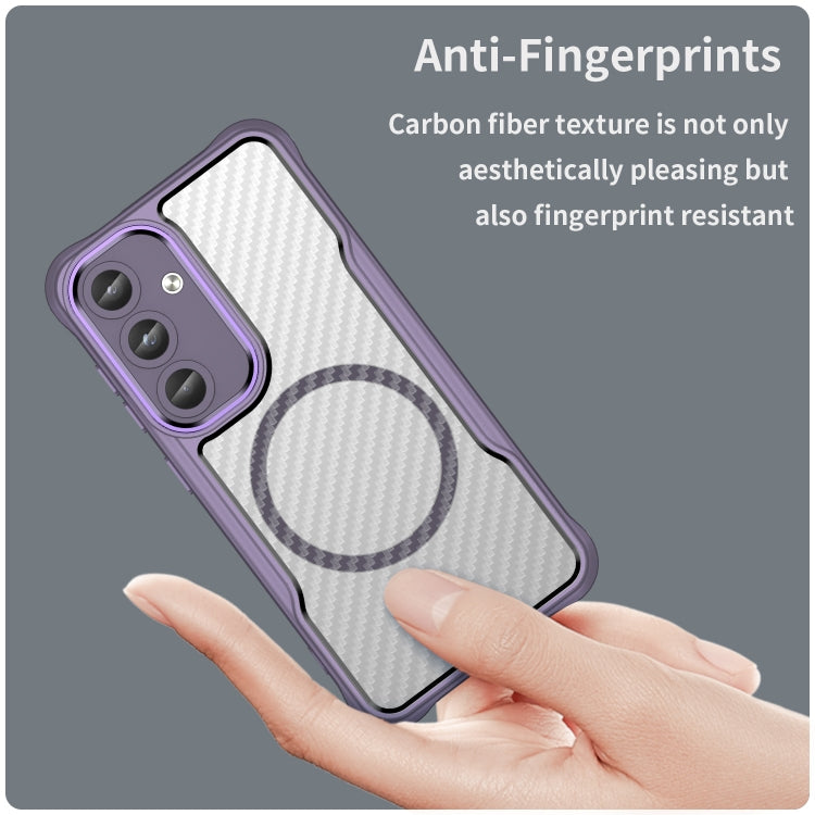 For Samsung Galaxy S25 5G Carbon Fiber Texture MagSafe Translucent Phone Case(Purple) - Galaxy S25 5G Cases by PMC Jewellery | Online Shopping South Africa | PMC Jewellery | Buy Now Pay Later Mobicred