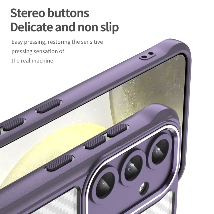 For Samsung Galaxy S25 5G Carbon Fiber Texture MagSafe Translucent Phone Case(Purple) - Galaxy S25 5G Cases by PMC Jewellery | Online Shopping South Africa | PMC Jewellery | Buy Now Pay Later Mobicred