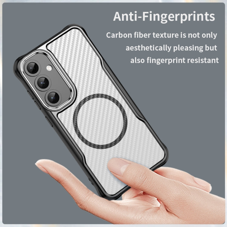 For Samsung Galaxy S25+ 5G Carbon Fiber Texture MagSafe Translucent Phone Case(Black) - Galaxy S25+ 5G Cases by PMC Jewellery | Online Shopping South Africa | PMC Jewellery | Buy Now Pay Later Mobicred