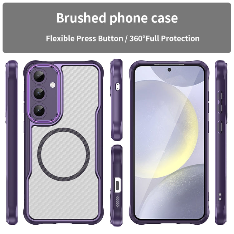 For Samsung Galaxy S25+ 5G Carbon Fiber Texture MagSafe Translucent Phone Case(Purple) - Galaxy S25+ 5G Cases by PMC Jewellery | Online Shopping South Africa | PMC Jewellery | Buy Now Pay Later Mobicred