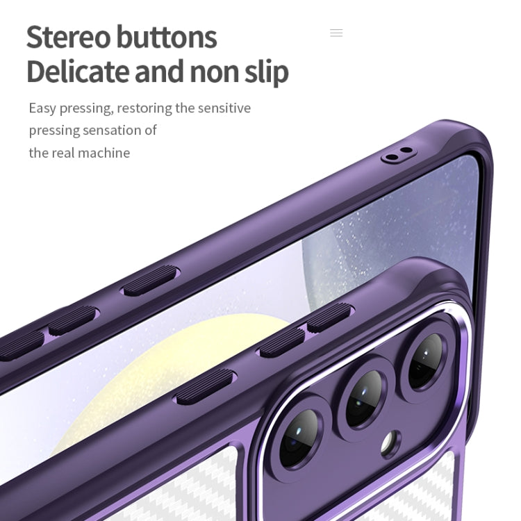 For Samsung Galaxy S25+ 5G Carbon Fiber Texture MagSafe Translucent Phone Case(Purple) - Galaxy S25+ 5G Cases by PMC Jewellery | Online Shopping South Africa | PMC Jewellery | Buy Now Pay Later Mobicred