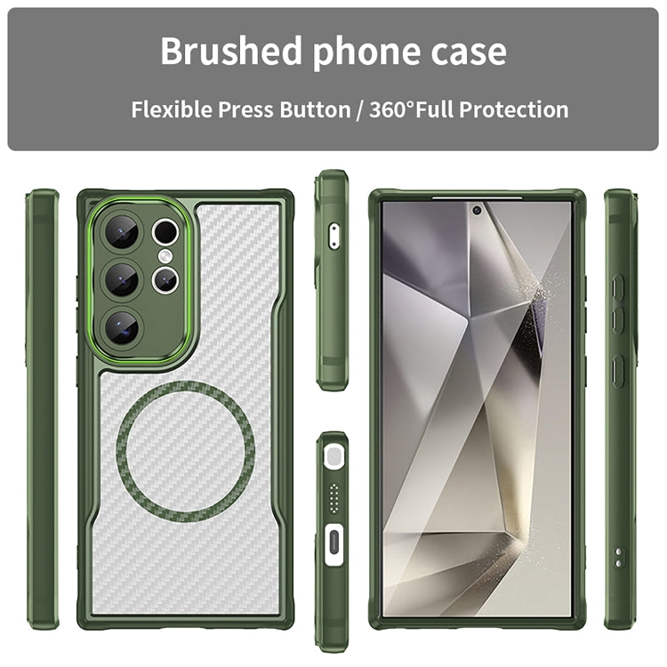 For Samsung Galaxy S25 Ultra 5G Carbon Fiber Texture MagSafe Translucent Phone Case(Green) - Galaxy S25 Ultra 5G Cases by PMC Jewellery | Online Shopping South Africa | PMC Jewellery | Buy Now Pay Later Mobicred