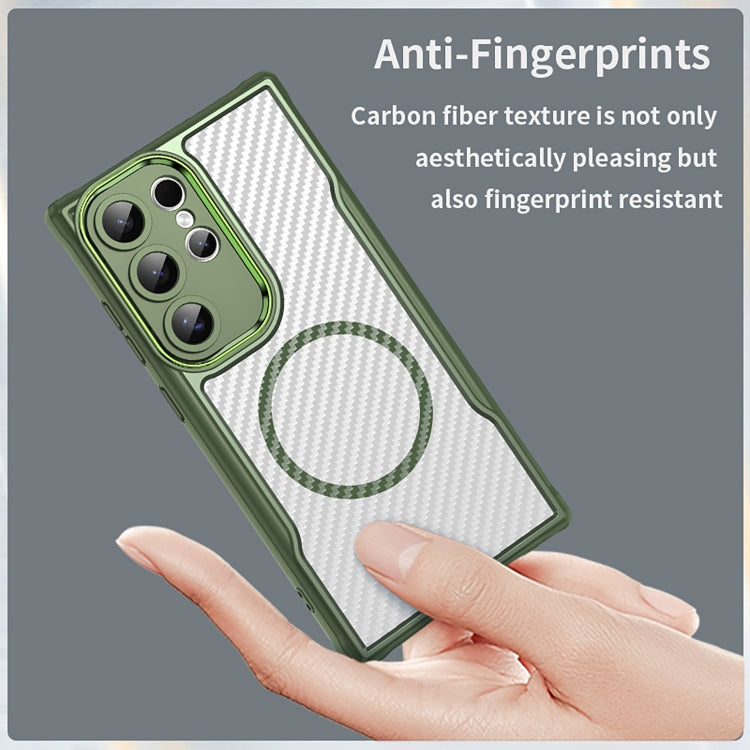For Samsung Galaxy S25 Ultra 5G Carbon Fiber Texture MagSafe Translucent Phone Case(Green) - Galaxy S25 Ultra 5G Cases by PMC Jewellery | Online Shopping South Africa | PMC Jewellery | Buy Now Pay Later Mobicred