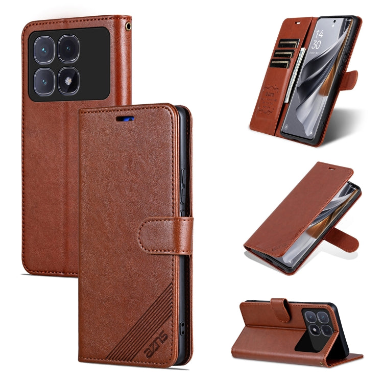For Redmi K70 Ultra AZNS Sheepskin Texture Flip Leather Phone Case(Brown) - free shipping - PMC Jewellery - Order now!