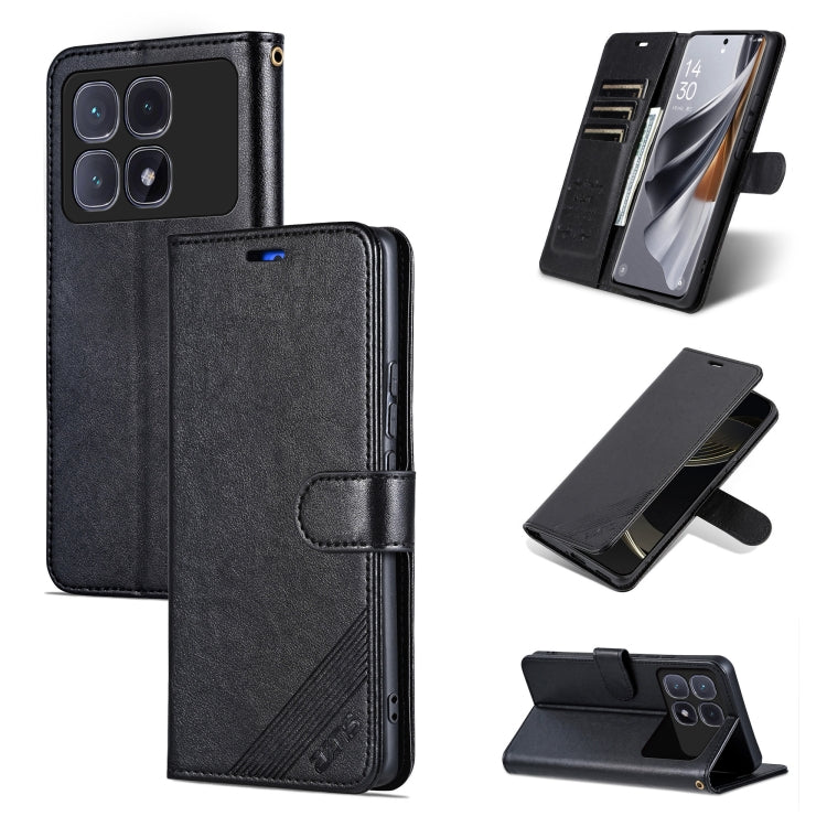 For Redmi K70 Ultra AZNS Sheepskin Texture Flip Leather Phone Case(Black) - free shipping - PMC Jewellery - Order now!