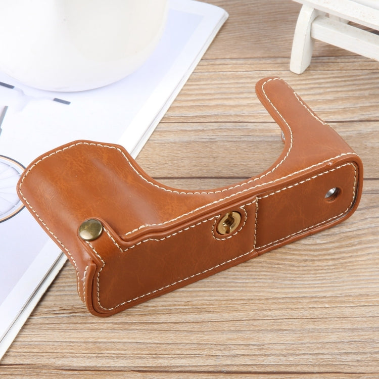 For FUJIFILM X100VI Glossy PU Leather Camera Half Case Base(Brown) - Half Case by PMC TechLife | Online Shopping South Africa | PMC TechLife | Buy Now Pay Later Mobicred