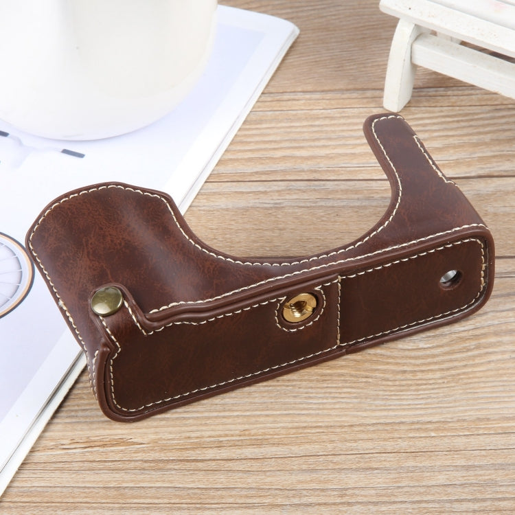 For FUJIFILM X100VI Glossy PU Leather Camera Half Case Base(Coffee) - Half Case by PMC TechLife | Online Shopping South Africa | PMC TechLife | Buy Now Pay Later Mobicred