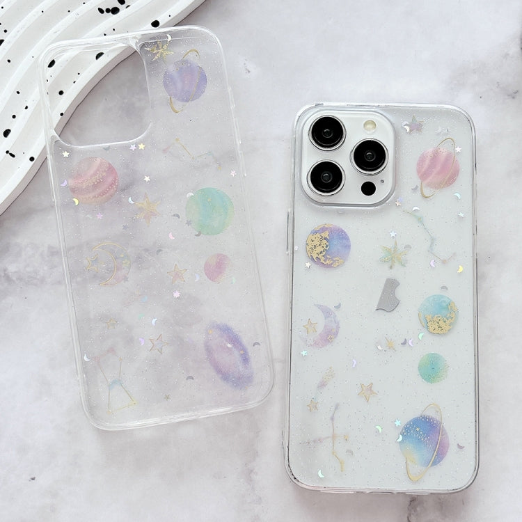 For iPhone 16 Pro Cosmic Star Glitter Epoxy TPU Phone Case(Transparent Pink) - iPhone 16 Pro Cases by PMC TechLife | Online Shopping South Africa | PMC TechLife | Buy Now Pay Later Mobicred