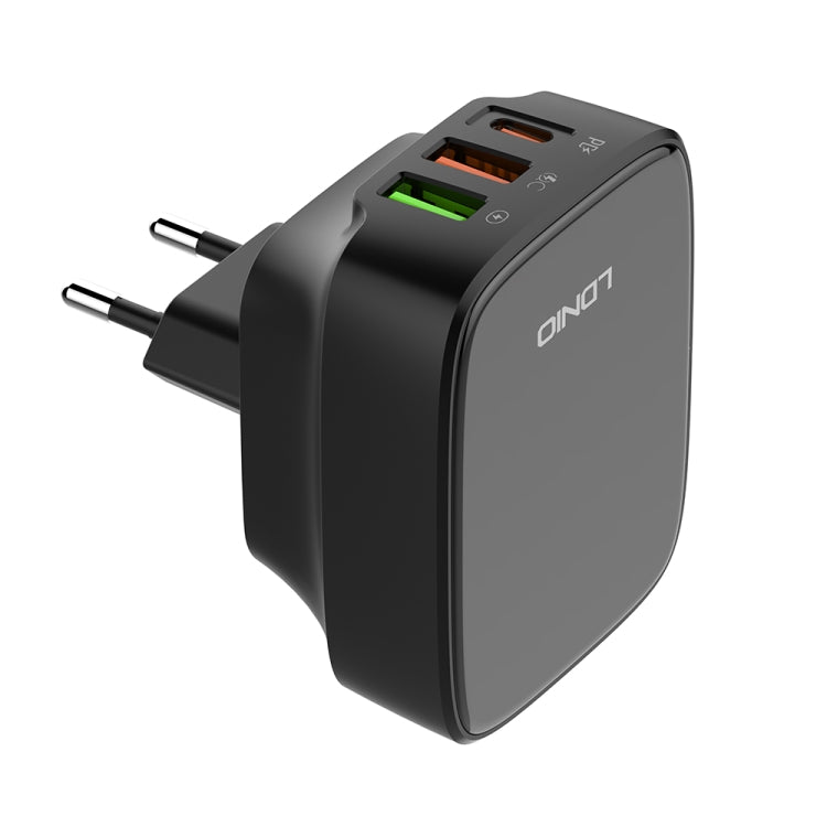 LDNIO Q334 32W Type-C + Dual USB Port Charger with 1m USB-C / Type-C to USB-C / Type-C Data Cable, Plug Type:EU Plug(Black) - free shipping - PMC Jewellery - Order now!