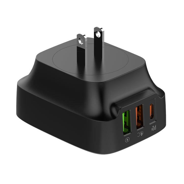 LDNIO Q334 32W Type-C + Dual USB Port Charger with 1m USB-C / Type-C to USB-C / Type-C Data Cable, Plug Type:US Plug(Black) - free shipping - PMC Jewellery - Order now!