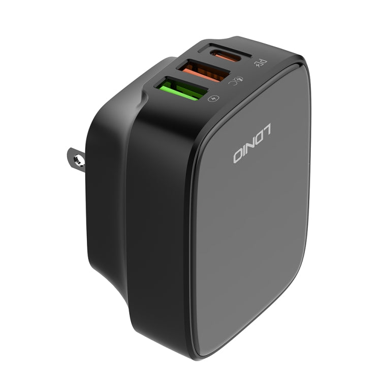 LDNIO Q334 32W Type-C + Dual USB Port Charger with 1m USB-C / Type-C to USB-C / Type-C Data Cable, Plug Type:US Plug(Black) - free shipping - PMC Jewellery - Order now!
