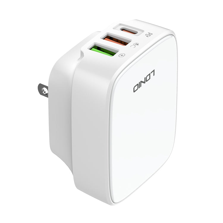 LDNIO Q334 32W Type-C + Dual USB Port Charger with 1m USB-C / Type-C to USB-C / Type-C Data Cable, Plug Type:US Plug(White) - free shipping - PMC Jewellery - Order now!