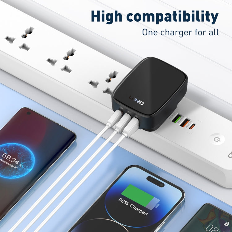 LDNIO Q334 32W Type-C + Dual USB Port Charger with 1m USB-C / Type-C to USB-C / Type-C Data Cable, Plug Type:US Plug(Black) - free shipping - PMC Jewellery - Order now!