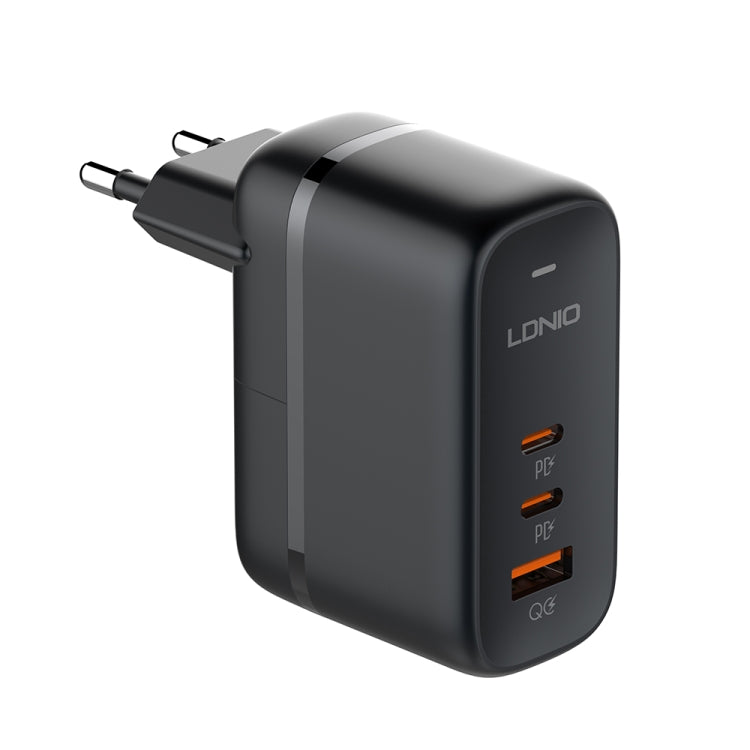 LDNIO Q366 65W USB + Dual Type-C Port Charger with 1m USB-C / Type-C to USB-C / Type-C Data Cable, Plug Type:EU Plug(Black) - free shipping - PMC Jewellery - Order now!