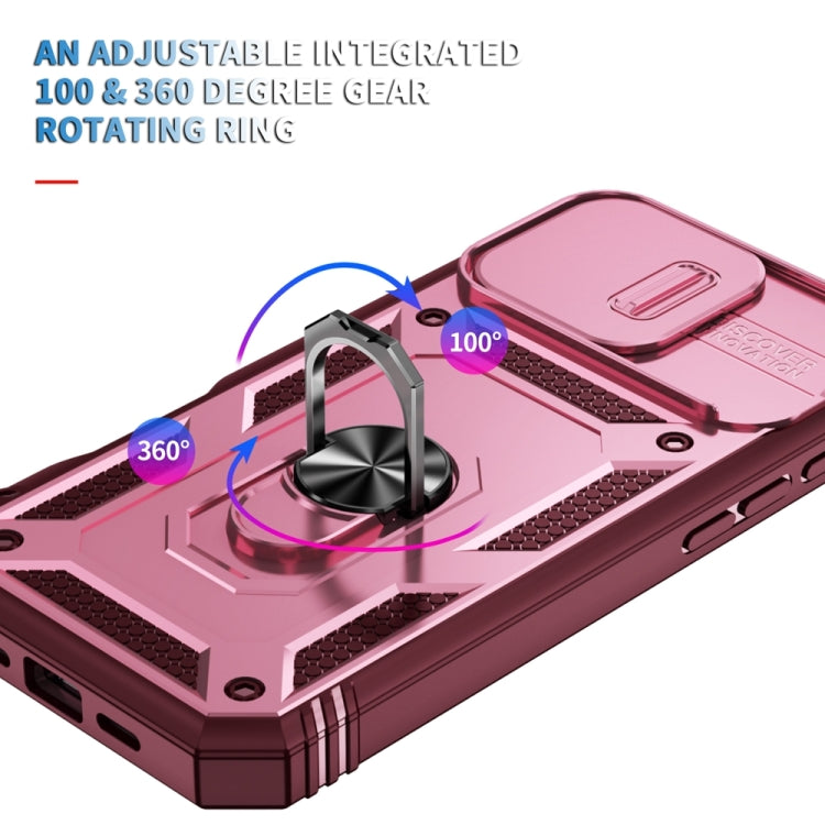For iPhone 16 Pro Sliding Camshield TPU + PC Phone Case with Holder(Pink+Rose Red) - iPhone 16 Pro Cases by PMC TechLife | Online Shopping South Africa | PMC TechLife | Buy Now Pay Later Mobicred