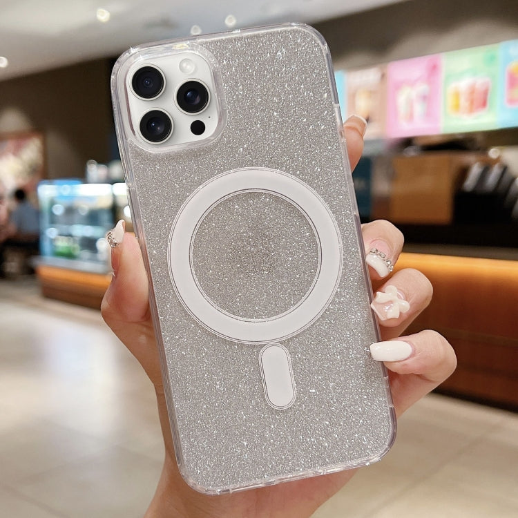 For iPhone 16 Pro Max Acrylic Transparent Glitter MagSafe Phone Case(Silver) - iPhone 16 Pro Max Cases by PMC TechLife | Online Shopping South Africa | PMC TechLife | Buy Now Pay Later Mobicred