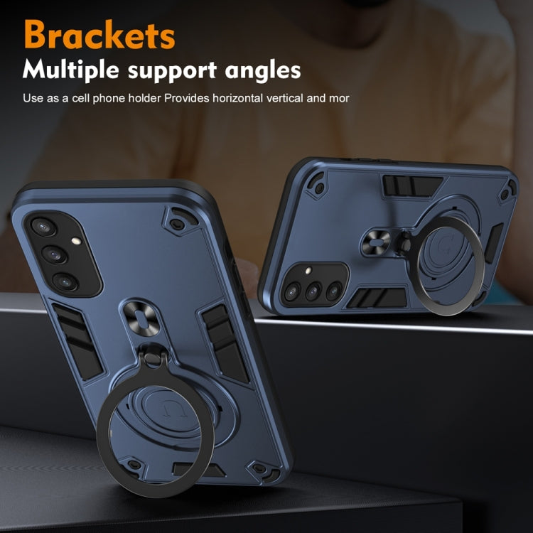 For Samsung Galaxy S25 5G Metal Ring 360 Degree Rotating Holder PC Hybrid TPU Phone Case(Navy Blue) - Galaxy S25 5G Cases by PMC TechLife | Online Shopping South Africa | PMC TechLife | Buy Now Pay Later Mobicred