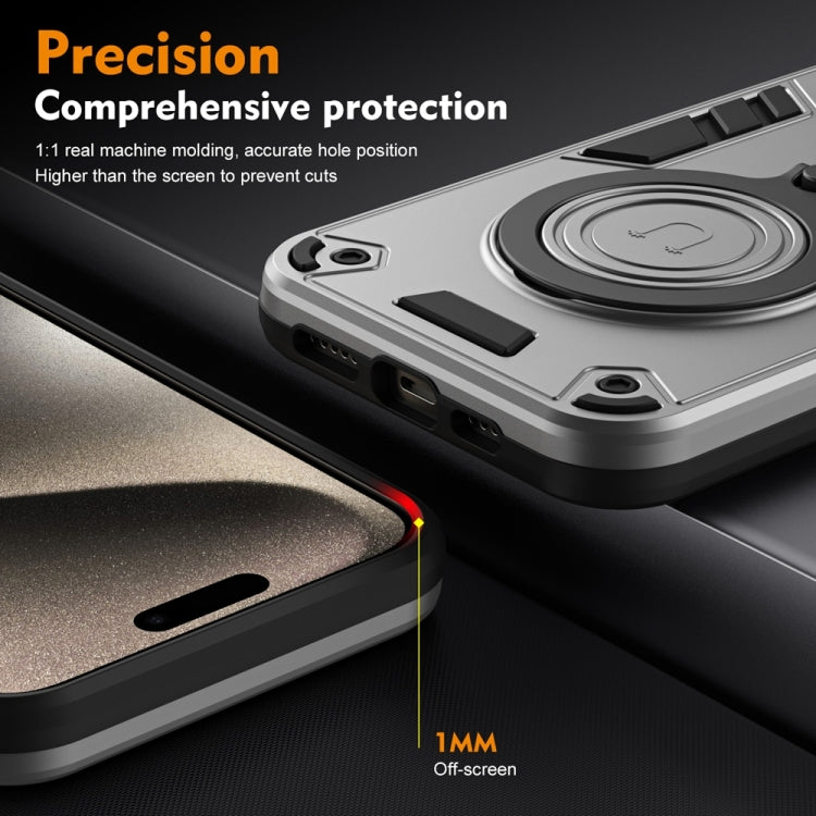 For Samsung Galaxy S25 5G Metal Ring 360 Degree Rotating Holder PC Hybrid TPU Phone Case(Silver Grey) - Galaxy S25 5G Cases by PMC TechLife | Online Shopping South Africa | PMC TechLife | Buy Now Pay Later Mobicred