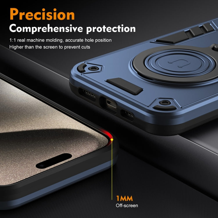 For Samsung Galaxy S25+ 5G Metal Ring 360 Degree Rotating Holder PC Hybrid TPU Phone Case(Navy Blue) - Galaxy S25+ 5G Cases by PMC TechLife | Online Shopping South Africa | PMC TechLife | Buy Now Pay Later Mobicred