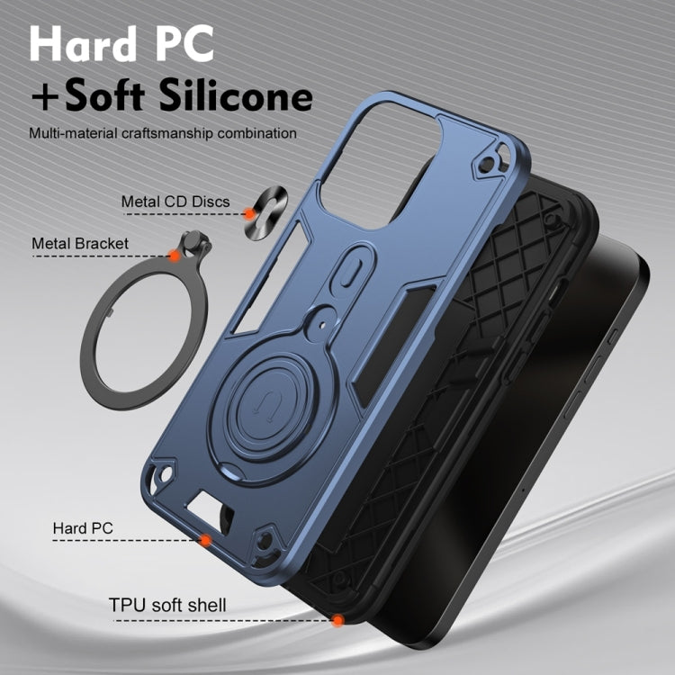 For Samsung Galaxy S25+ 5G Metal Ring 360 Degree Rotating Holder PC Hybrid TPU Phone Case(Navy Blue) - Galaxy S25+ 5G Cases by PMC TechLife | Online Shopping South Africa | PMC TechLife | Buy Now Pay Later Mobicred