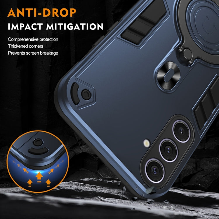For Samsung Galaxy S25+ 5G Metal Ring 360 Degree Rotating Holder PC Hybrid TPU Phone Case(Navy Blue) - Galaxy S25+ 5G Cases by PMC TechLife | Online Shopping South Africa | PMC TechLife | Buy Now Pay Later Mobicred