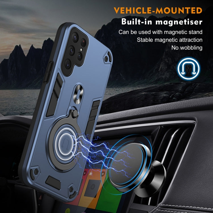 For Samsung Galaxy S25 Ultra 5G Metal Ring 360 Degree Rotating Holder PC Hybrid TPU Phone Case(Navy Blue) - Galaxy S25 Ultra 5G Cases by PMC TechLife | Online Shopping South Africa | PMC TechLife | Buy Now Pay Later Mobicred