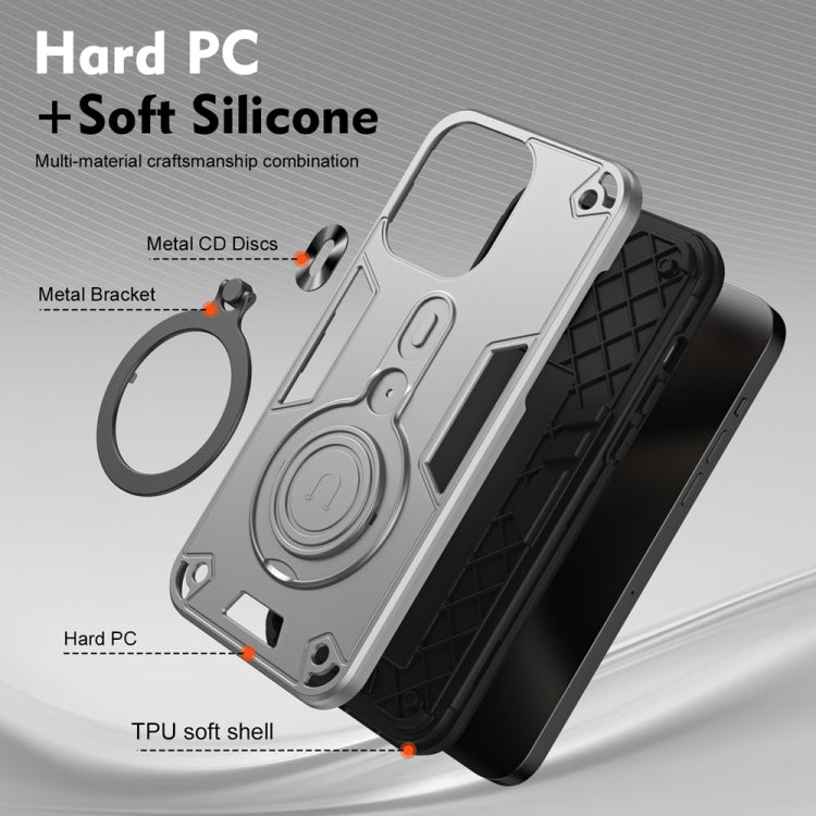 For Samsung Galaxy S25 Ultra 5G Metal Ring 360 Degree Rotating Holder PC Hybrid TPU Phone Case(Silver Grey) - Galaxy S25 Ultra 5G Cases by PMC TechLife | Online Shopping South Africa | PMC TechLife | Buy Now Pay Later Mobicred