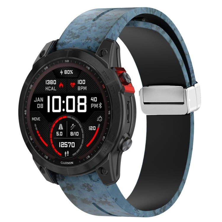 For Garmin Fenix 7S Magnetic Folding Silver Buckle Color Printed Silicone Watch Band(Mosaic) - free shipping - PMC TechLife - Order now!