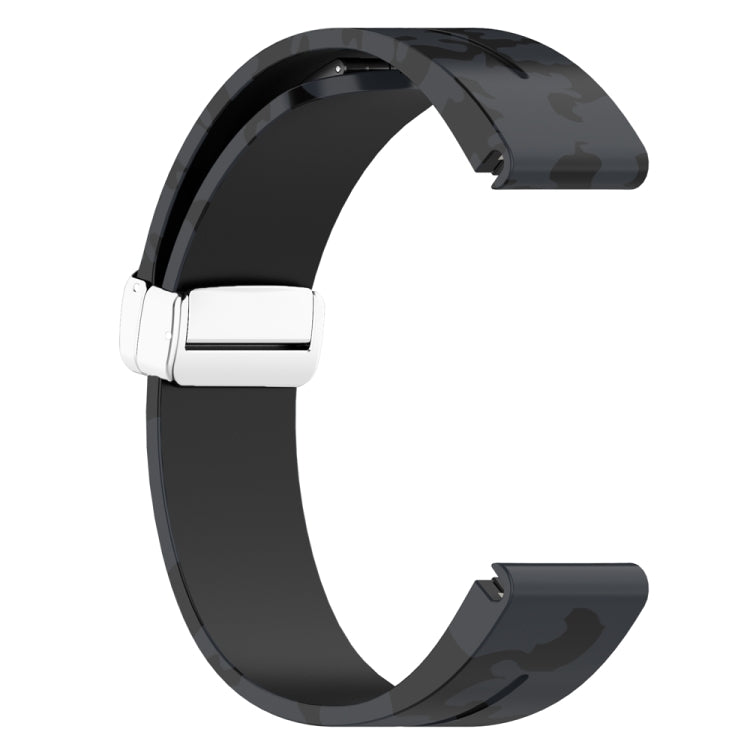For Garmin Fenix 7S Magnetic Folding Silver Buckle Color Printed Silicone Watch Band(Camouflage Grey) - free shipping - PMC TechLife - Order now!