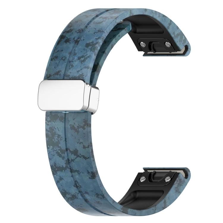 For Garmin Fenix 7 Magnetic Folding Silver Buckle Color Printed Silicone Watch Band(Mosaic) - free shipping - PMC TechLife - Order now!