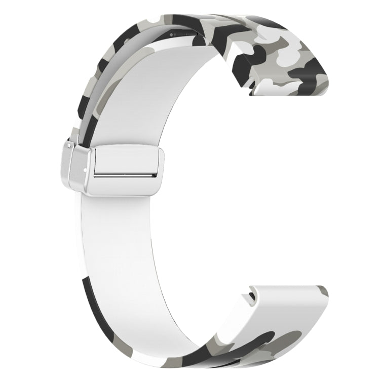 For Garmin Fenix 7 Magnetic Folding Silver Buckle Color Printed Silicone Watch Band(Camouflage White) - free shipping - PMC TechLife - Order now!