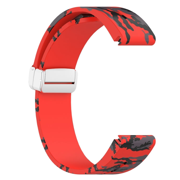 For Garmin Fenix 7X Magnetic Folding Silver Buckle Color Printed Silicone Watch Band(Camouflage Red) - free shipping - PMC TechLife - Order now!