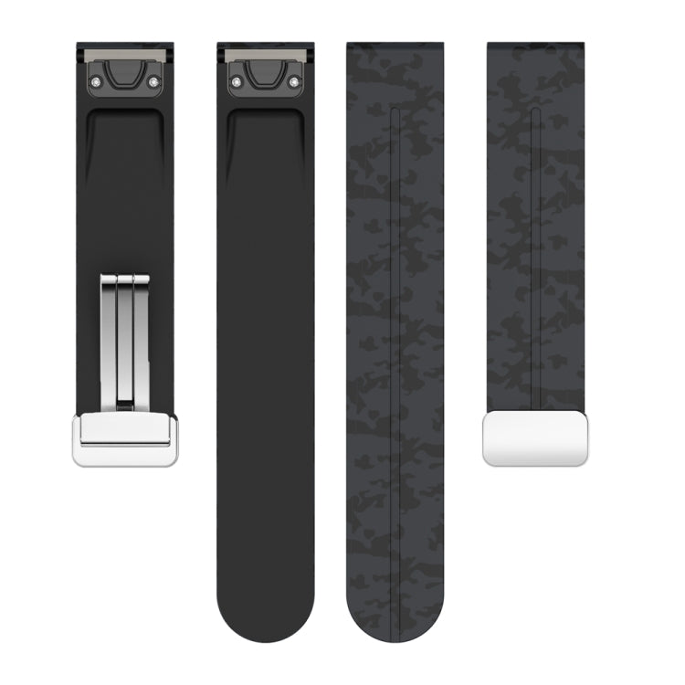 For Garmin Fenix 7X Magnetic Folding Silver Buckle Color Printed Silicone Watch Band(Camouflage Grey) - free shipping - PMC TechLife - Order now!