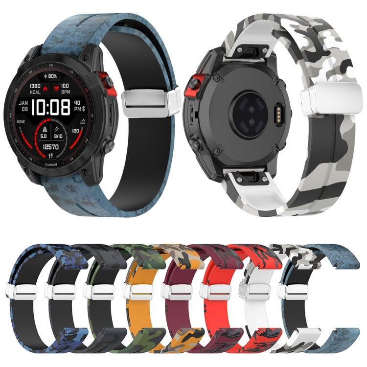 For Garmin Fenix 7 Magnetic Folding Silver Buckle Color Printed Silicone Watch Band(Mosaic) - free shipping - PMC TechLife - Order now!