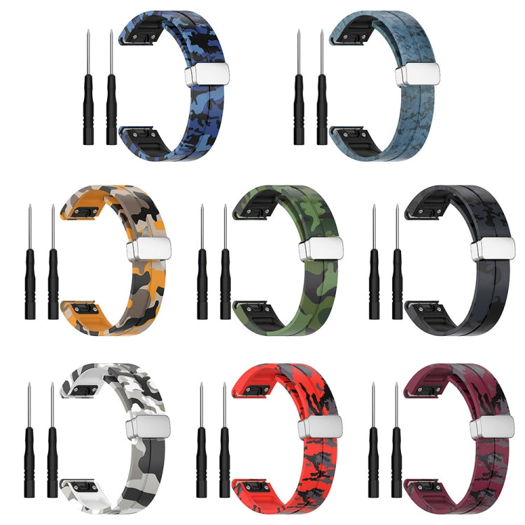For Garmin Fenix 7 Magnetic Folding Silver Buckle Color Printed Silicone Watch Band(Mosaic) - free shipping - PMC TechLife - Order now!