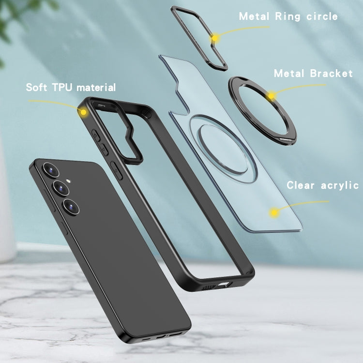 For Samsung Galaxy S24+ 5G Wing Series MagSafe Magnetic Ring Holder Phone Case(Black) - free shipping - PMC Jewellery - Order now!