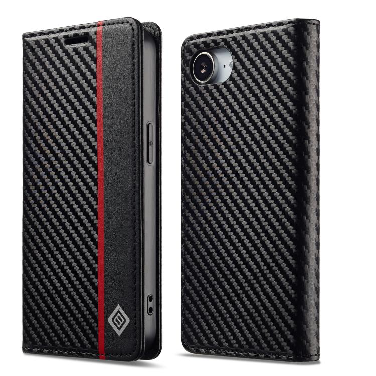 For iPhone 16e LC.IMEEKE Carbon Fiber Leather Phone Case(Vertical Black) - free shipping - PMc TechLife - Order now!