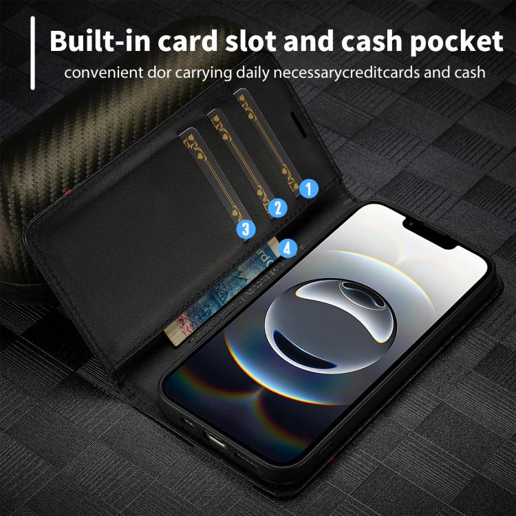 For iPhone 16e LC.IMEEKE Carbon Fiber Leather Phone Case(Horizontal Black) - free shipping - PMc TechLife - Order now!