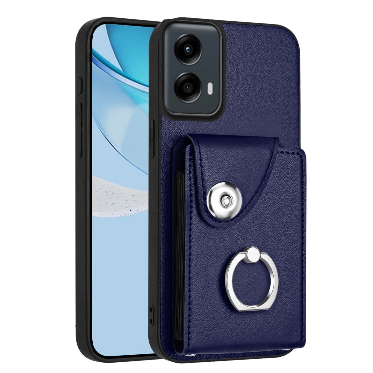 For Motorola Moto G 5G 2024 Organ Card Bag Ring Holder Phone Case(Blue) - Motorola Cases by PMC Jewellery | Online Shopping South Africa | PMC Jewellery | Buy Now Pay Later Mobicred