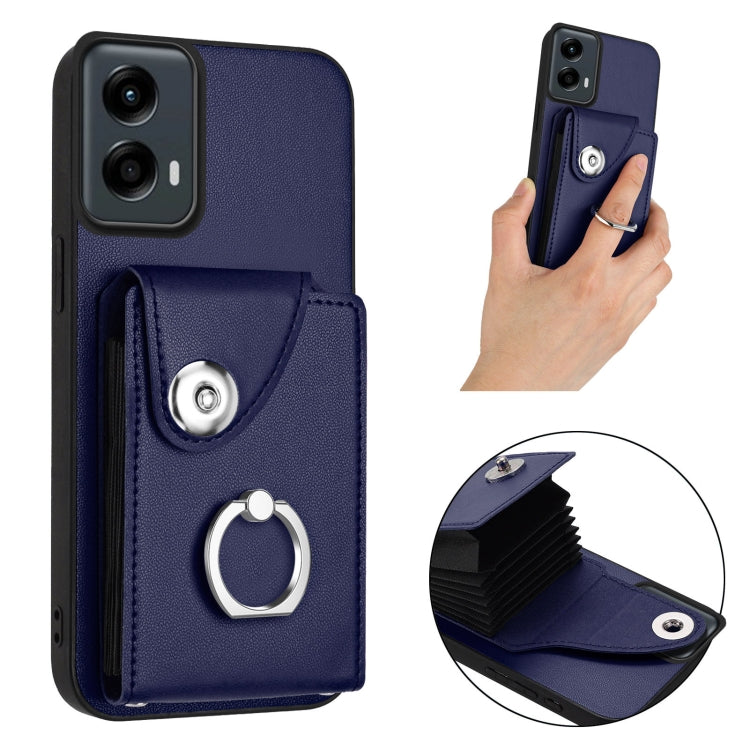 For Motorola Moto G 5G 2024 Organ Card Bag Ring Holder Phone Case(Blue) - Motorola Cases by PMC Jewellery | Online Shopping South Africa | PMC Jewellery | Buy Now Pay Later Mobicred