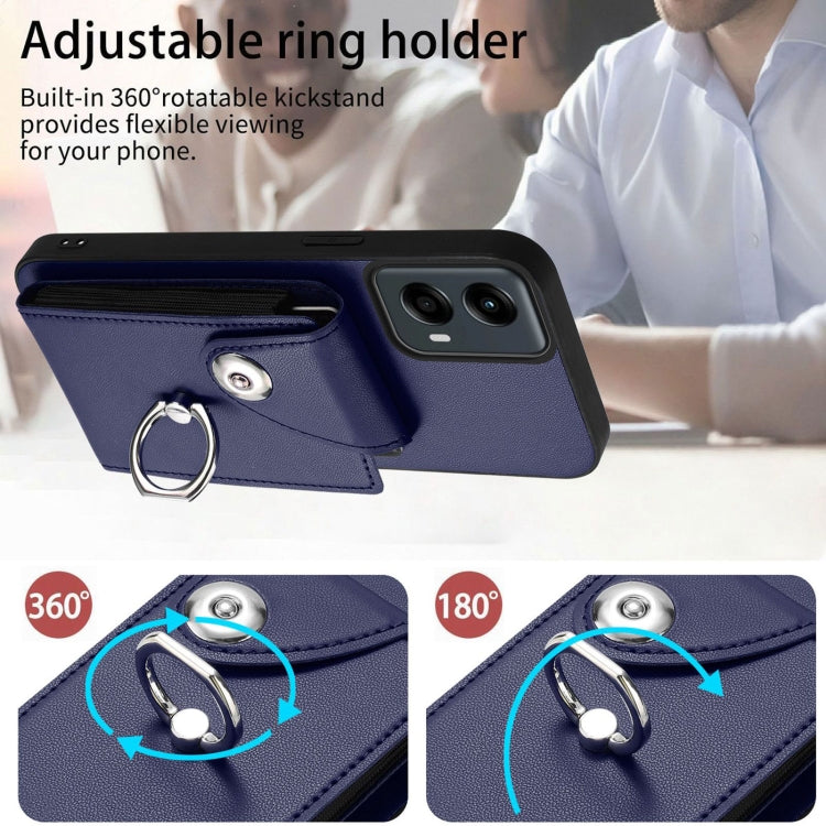 For Motorola Moto G 5G 2024 Organ Card Bag Ring Holder Phone Case(Blue) - Motorola Cases by PMC Jewellery | Online Shopping South Africa | PMC Jewellery | Buy Now Pay Later Mobicred