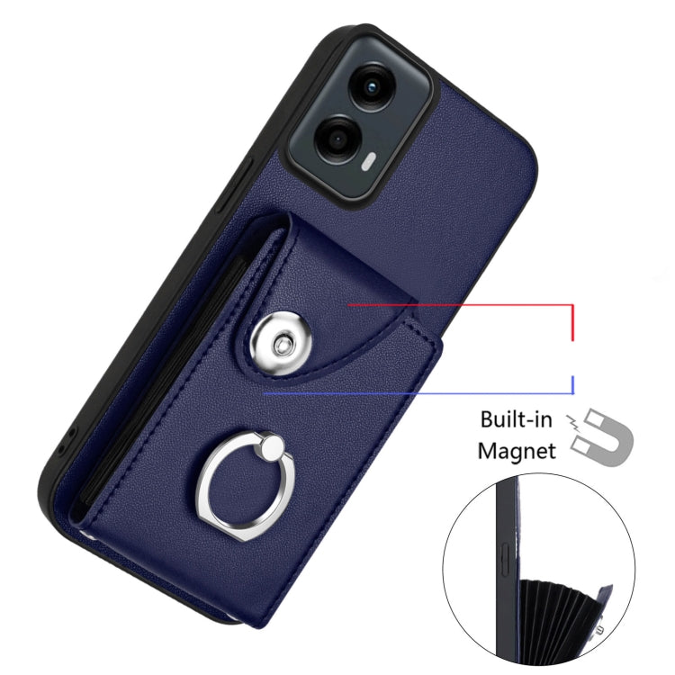 For Motorola Moto G 5G 2024 Organ Card Bag Ring Holder Phone Case(Blue) - Motorola Cases by PMC Jewellery | Online Shopping South Africa | PMC Jewellery | Buy Now Pay Later Mobicred