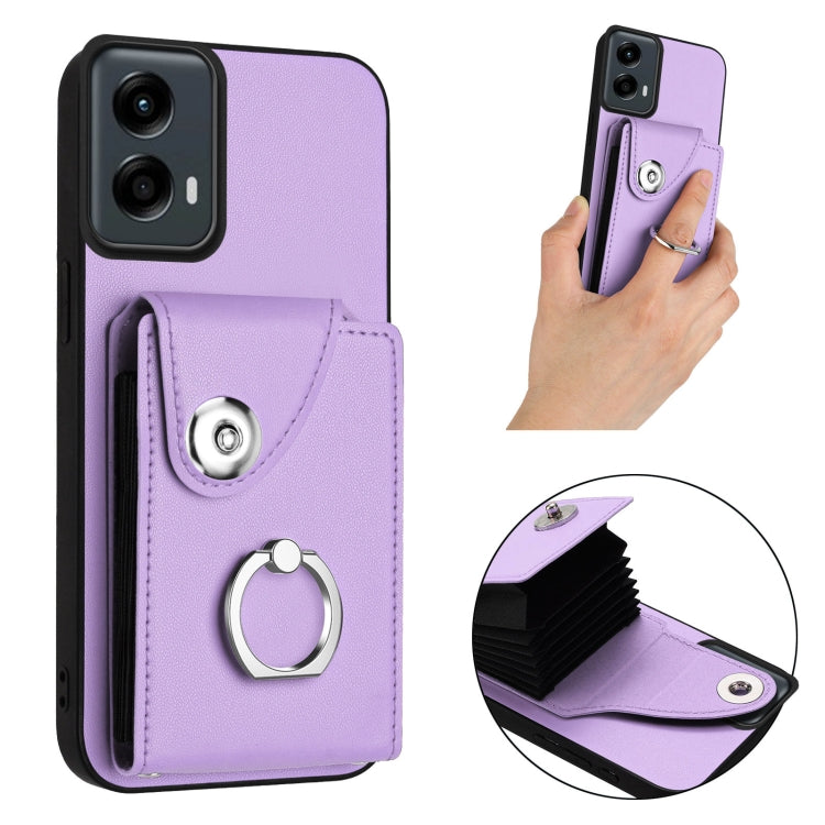 For Motorola Moto G 5G 2024 Organ Card Bag Ring Holder Phone Case(Purple) - free shipping - PMC Jewellery - Order now!